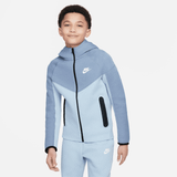 Nike Sportswear Tech Fleece-hættetrøje med lynlås til større børn (drenge) - blå - M