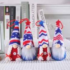 pc Independence Day Fallen Soldier Memorial Faceless Doll Rudolph Home Decoration Pendant With Classic Patriotic Design Star Striped Knitted Hat Excel - Multicolor - C3-27,C3-28,C3-29,C3-30