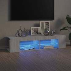 vidaXL tv-bord med LED-lys 135x39x30 cm grå sonoma-eg