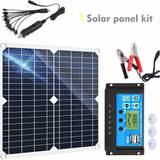 SHEIN Portable 12V Solar Panel Set, Monocrystalline 25W Solar Panel Set With Solar Charge Controller And Extension Cable With Battery Clamps For Car, Solar