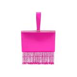 Lille Elegant Satin Håndtaske med Håndledsrem og Perlekvast Pink ONE SIZE