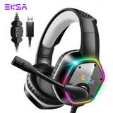 SHEIN EKSA E1000 USB Wired Gaming Headset, Over-Ear Headphones, 7.1 Surround Sound, RGB Lighting, Noise Cancelling Microphone, Compatible With PC/PS4/PS5