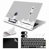 SHEIN 5 In 1 Printed Astronaut Rocket Pattern Laptop Case Compatible With MacBook Air Pro 13.3 13.6 14.2 15.4 15.3 16.2 Inch M1 M2 M3 Pro/Max Chip With Reti