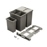 Affaldsspand 2x14 L + 1x3 L, grå plastik RAL 7039