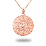 Lion Head Sun Shield Protection Necklace in 9ct Rose Gold