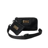 Dolce & Gabbana Elegant Black Multifunctional Leather Clutch - Black, Clutch Bags - Men - Bags, Clutch tasker, Color_Sort, Dolce & Gabbana, Herre, Material: 64% Nylon 34% Leather, Sort, Tasker - ONESIZE