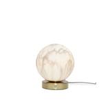 Bordlampe Glas/Jern Carrara Globe, Hvid Marmor Print/Gold
