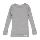 Plain Tee LS, T-shirt - Grey Melange - 2Y/92