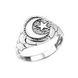 Men's Crescent Moon Unisex Contemporary Ring in Sterling Silver