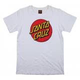 Santa Cruz Youth Kortærmet T-Shirt 'Classic Dot' Hvid - Sort - XS: 6-8 år - Unisex - Voksen, Barn, Nyfødt, Småbørn, Spædbørn