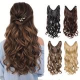 Halo Hair Extensions 22 Inch Long Wavy Curly Hair Extension Synthetic Invisible Wire No Clips In Hair Extensions Fish Line Hairpieces Hair Extensions Fake Hair For Women
