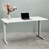 Basic hæve-sænkebord - hvid laminat, alu stel - 65x125