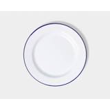 Enamel Plate, White with Blue rim