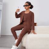 Tween Girl Solid Cami Top  Leggings  Coat - Coffee Brown - 6Y,7Y,8Y,9Y,10Y,11-12Y,13-14Y