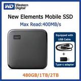 SHEIN Western Digital (WD) Elements SE 480GB 1TB 2TB SSD Portable Solid State Drive Reading 400MB/S USB3.2 Interface Compatible With Equipped With USB Data