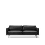 Fredericia Furniture - Calmo 2 Seater 95 Metal Base - Leather 2 - P rimo 88 Black, Black Steel