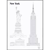 Studio Esinam New York Landmarks Plakat - Plakater Papir Hvid - newyorklandmarks