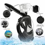 Full Face Snorkel Mask For Adults  Kids Snorkeling Gear With Camera Mount Foldable  Degree Panoramic View Snorkeling Set AntiFog AntiLeakLXL - Black