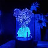 SHEIN 1pc 3d Balloon Shaped Night Light Acrylic Bedside Lamp With Led Lights & 7 Colors, Mini Creative Gift