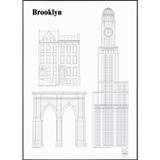 Studio Esinam Brooklyn Landmarks Plakat - Plakater Papir Hvid - 1018020