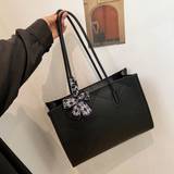 New Fashion Diamond Pattern Large Capacity Tote Bag Suitable For Daily Commute And Casual Use With Small Bag And Silk Scarf Inside - Black