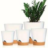 5pcs Plant Pots 7/6.5/6/5.5/5 Inch Self Watering Planters With Drainage Hole, Plastic Flower Pots, Nursery Planting Pot For All House Plants, Succulents, Snake Plant, African Violet, Flowers