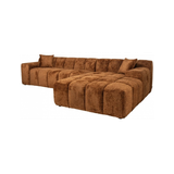 Cube højrevendt chaiselong sofa i chenille 325 x 195 cm - Kanel