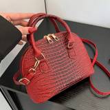 SHEIN New Arrival Spring Women's Fashion Handbags With Vintage Crocodile Print. Ideal For Single Shoulder Or Crossbody Use. Solid Color, Glossy Gradient Fis