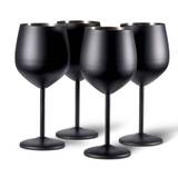 Oak & Steel - 4 Matte Black Wine Glasses