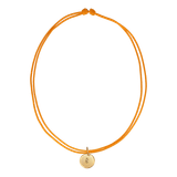 Orange String Necklace w. gold-plated Lovetag - D