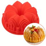 1pc, 8.5in Large Silicone Cake Pan, Castle Crown Cake Mold, Silicone Kitchen Baking Mold For Diy Cakes And Desserts