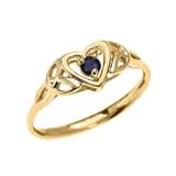 Sapphire Trinity Knot Heart Gemstone Ring in 9ct Gold