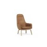 Normann Copenhagen Era Lounge Chair High Oak SH: 40 cm - Ultra Leather / Brandy 41574