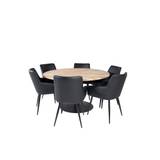 Cirebon Round Table - 140 cm - Teak / Black +Comfort - Spisestol 2 -pakke - sort / sort _6