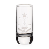 Graveret højt shotglas | 70 cl. | 3,8ø x 9 cm | af glas | Personlige snapseglas