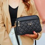 Fashion Quilted Crossbody Bag, Trendy Pu Shoulder Bag, Women's Casual Handbag & Phone Purse