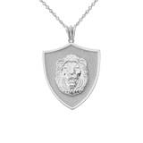 Lion Shield Necklace in 9ct White Gold