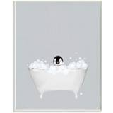 Stupell Industries Penguin Blue Bath Cute Animal Design, Designed by Leah Straatsma Art, 10 x 0.5 x 15, Wall Panel