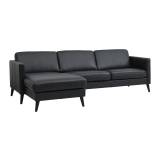 Ask sofa sort okselæder (Chaiselongsofa vendbar L260 x D150/86 cm, Sort semi-anilin okselæder)