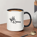 SHEIN Crown And Little Black Letters Queen Couple Style Coffee Cups ,Ceramics Coffee Mug Gift For Women, Men, ,Boyfriend,Girlfriend,Birthday Gift,Christmas