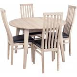 Spisebordssæt Genova spisebord 110-160 cm inkl. 4 Alaska stole - Hvidpigmenteret / sort øko-læder