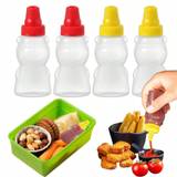 SHEIN Set Of 4 Random Color Bear Shaped Mini Seasoning Bottles, Perfect For Lunch Box Mini Ketchup Bottles, Small Travel Juice Containers, Mustard And Salad