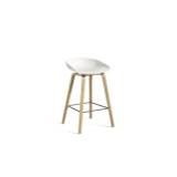 HAY AAS 32 Eco Barstol High SH: 65 cm - Lacquered Oak Veneer/White/Stainless Steel Footrest