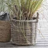 Ib Laursen Basket Rattan with Plastic inside Round with 2 Handles Large