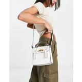 ASOS DESIGN - Crossbody-satchel-taske med lille drejelås i hvidt krokodilleskind