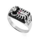Men's Black Onyx & CZ Scorpion Contemporary Ring in Sterling Silver