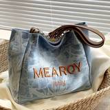 Retro Letter Embroidery Tote Bag, Classic Daily Commuter Shoulder Bag For Women