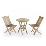 TEAK Mondena cafesæt - bord Ø66cm m/ 2 stole uden armlæn