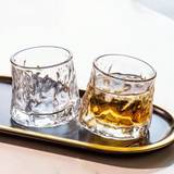 pc Creative Spinning Top Like Glass Whisky Cup With Hammer Pattern - Clear - 200ml