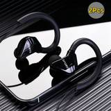 SHEIN Black 2-Pack 3.5mm In-Ear Running Sport Earphones With MIC And HD Call, Compatible With Mobile Phones, Tablets, Computers, MP3